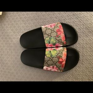Authentic Gucci Floral Slides, New, Never Worn